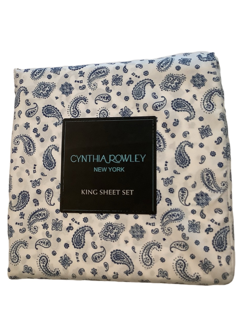 Cynthia Rowley Blue Bandana Paisley King Sheet Set New